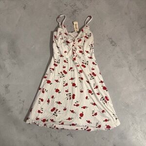 Garage Floral Mini Dress Size Small Snow White Red Rose Spaghetti Strap Summer
